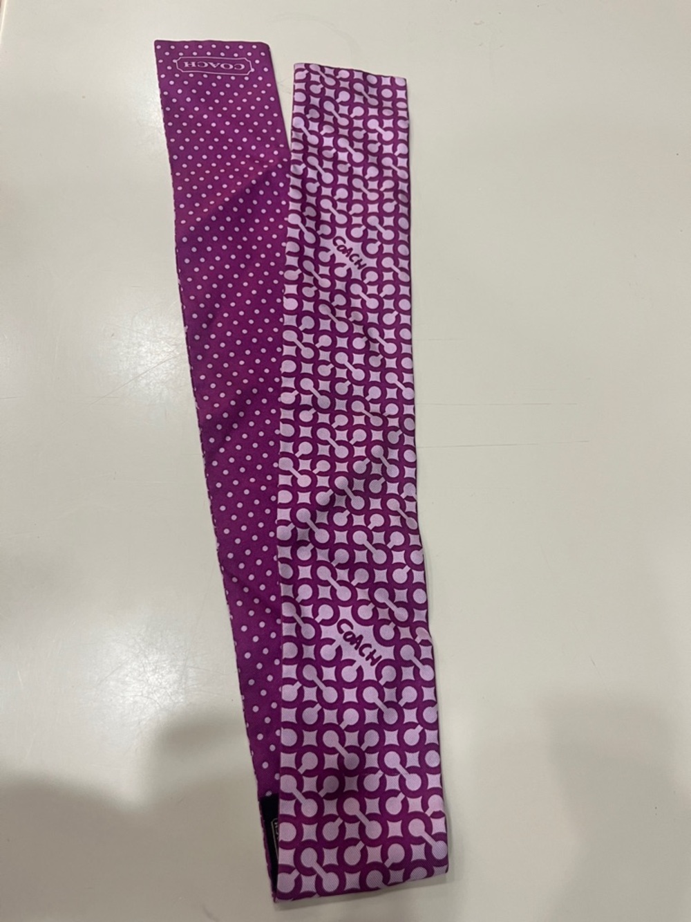 Coach Fuchsia and Light Purple Signature Twilly Scarf